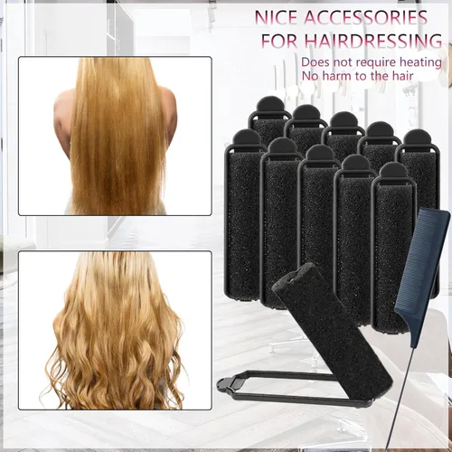 Miniatura 6 de Juego de 44 rodillos de esponja de espuma de 0.59 pulgadas, rizador de esponja flexible para peinar el cabello, rizadores de pelo suaves para dormir