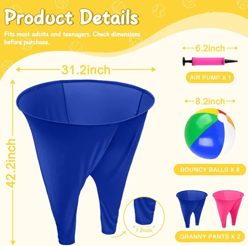 Miniatura 2 de Juego de pantalones de abuelita para patio, pantalones gigantes de abuelita, juego al aire libre, incluye pelotas hinchables y bombas de aire