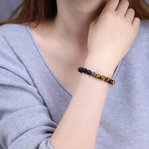 Miniatura 2 de COAI Pulsera de oración con cuentas de piedra de cabeza de Buda