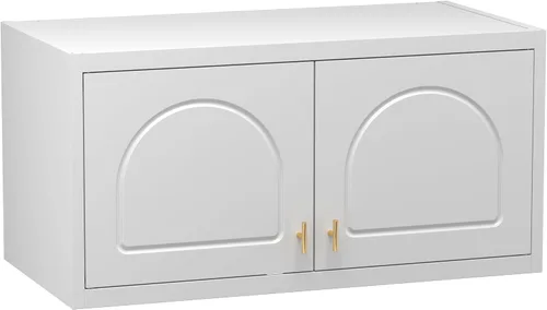 Miniatura 11 de Polup Armario de Pared de Metal, Armario Superior para Guardarropa, Pequeño Armario de Almacenamiento Superior para Dormitorio, Sala de Estar, Negro