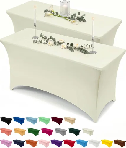 Miniatura 11 de Utopia Kitchen Mantel rectangular de spándex de 4 pies [1 unidad, negro] 200 GSM elástico, ajustado, lavable y resistente a las arrugas, cubierta