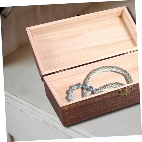Miniatura 2 de Caja de recuerdos de madera con tapas, organizador de joyas, caja rectangular para joyas, caja de almacenamiento vintage para relojes, pulseras