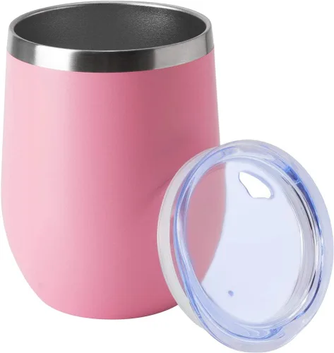 Miniatura 20 de HASLE OUTFITTERS Vaso de vino de 12 onzas con tapa, copas de vino sin tallo, tazas de viaje al vacío de doble pared, taza de café de acero Acero