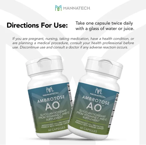 Miniatura 5 de Mannatech Ambrotose AO 60 cápsulas cargadas con vitamina C y vitamina E. Ayuda al cuerpo contra los radicales libres. Suplemento de apoyo