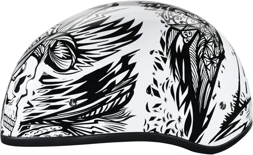 Miniatura 34 de Daytona Helmets - Medio casco de motocicleta con diseño de calavera y huesos cruzados – Aprobado DOT [Gráficos]