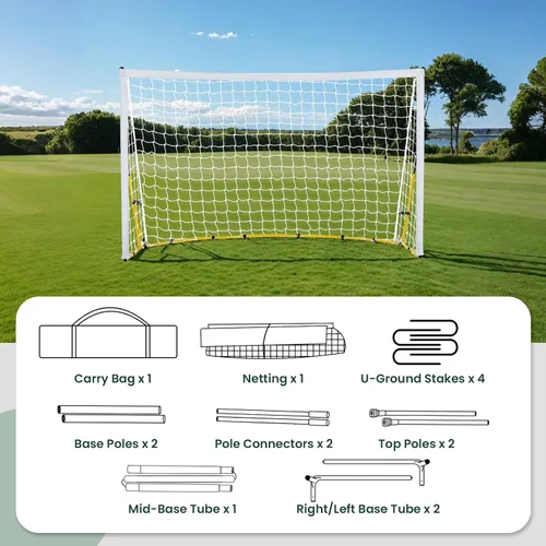 Miniatura 3 de Portería de fútbol de 8 x 5 pies para patio trasero, portería de fútbol portátil con bolsa de transporte, estacas en forma de U y cuerdas elásticas