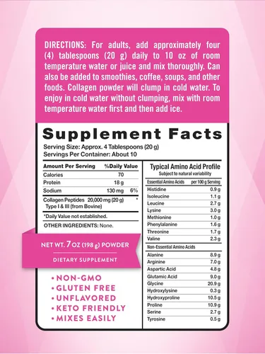 Miniatura 2 de Nature's Truth Colágeno en polvo 7 onzas Tipo I y III Sin sabor Péptidos alimentados con pasto y apto para Keto Suplemento sin OMG y sin