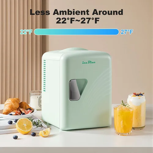 Miniatura 2 de Iceblue Mini nevera retro de 4 litros/6 latas, mini refrigerador para el cuidado de la piel, enchufe de CA y cargador de coche de 12 V, mini Verde