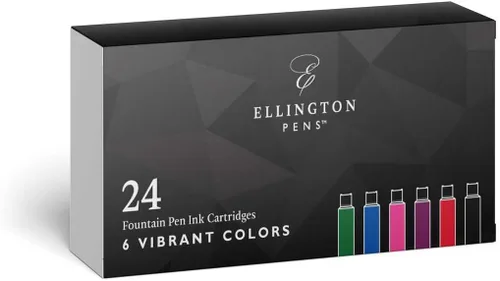 Miniatura 10 de Ellington Pens Paquete de 24 repuestos de tinta para pluma estilográfica azul y negro, cartuchos de tamaño estándar internacional, tinta para pluma