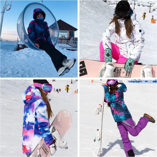 Miniatura 5 de GSOU SNOW Women's Ski Jackets and Pants Set Snowboarding Snowsuit Waterproof Windproof