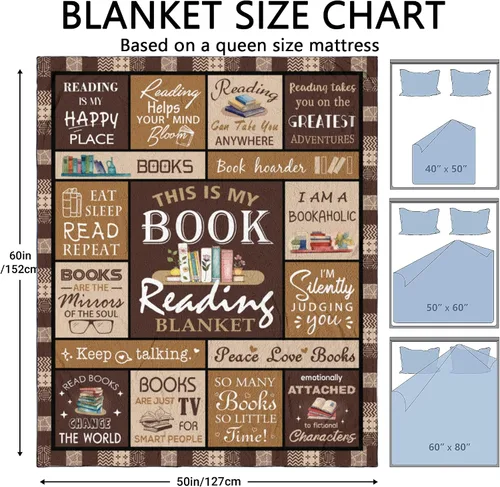 Miniatura 6 de Manta de regalo para amantes de los libros de 50 x 60 pulgadas, el mejor regalo para lectores, bibliotecario, manta de club de libros para ratones