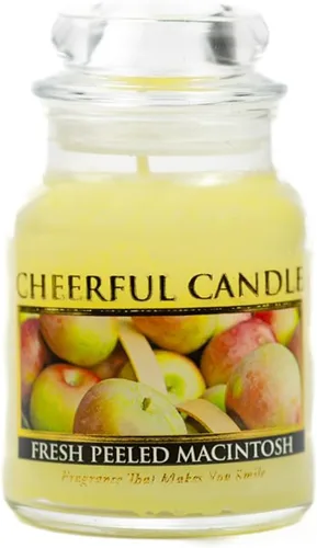 A Cheerful Giver - Vela en tarro de vidrio perfumada de Macintosh recién pelado (6 onzas) con tapa y fragancia fiel a la vida, fabricada en Estados