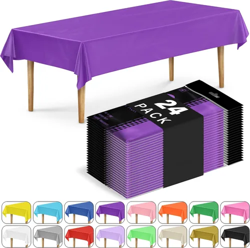 Miniatura 26 de DecorRack 2 Manteles rectangulares de plástico libres de BPA, 54 x 108 pulgadas, mantel de mesa para comedor, mantel rectangular para fiestas