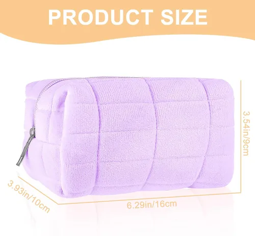 Miniatura 3 de Sibba Bolsa de maquillaje, bolsa suave para lápices, estuche estético para cosméticos, baño, ducha, organizador de artículos de aseo de felpa