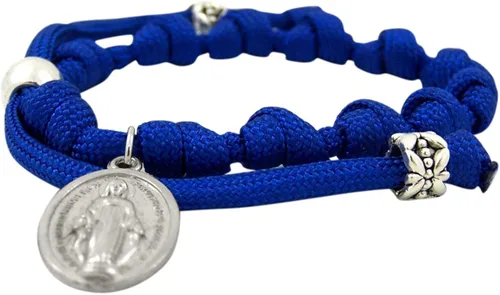 Miniatura 3 de Needzo Pulsera de cuerda de paracaídas con medalla milagrosa azul, 7 12 pulgadas