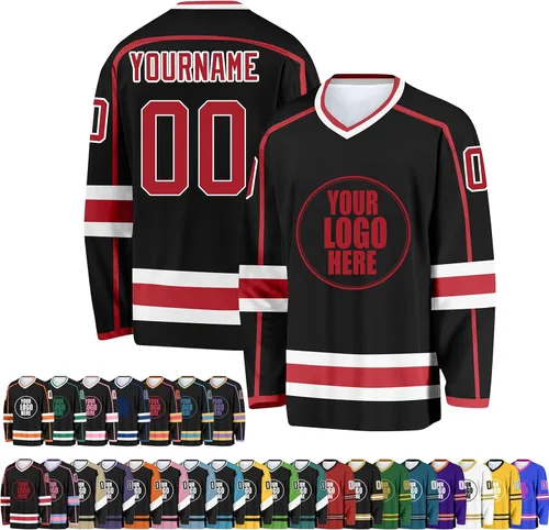 Miniatura 32 de Camiseta de hockey personalizada para hombres/mujeres/jóvenes/niños, nombre personalizado/número/logotipo de gran tamaño camiseta de entrenamiento