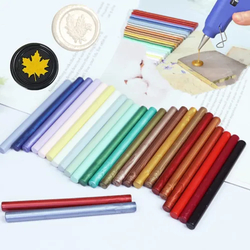 Miniatura 9 de Palitos de sellado de cera púrpura perla, 10 piezas para pistola de pegamento y sello de sellado, cera de fusión para pistola de pegamento de 0.43