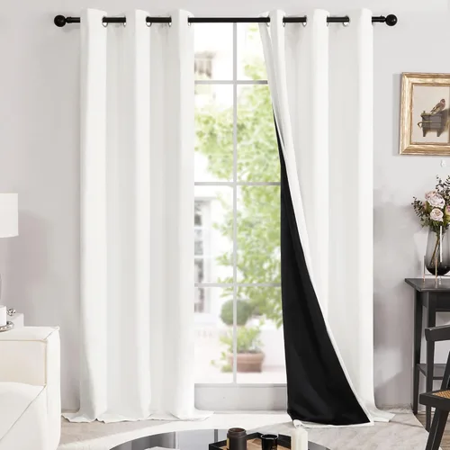 Miniatura 13 de Deconovo Cortinas 100% opacas, cortinas de ventana con aislamiento térmico, paneles reductores de ruido, cortinas de forro negro, con ojales