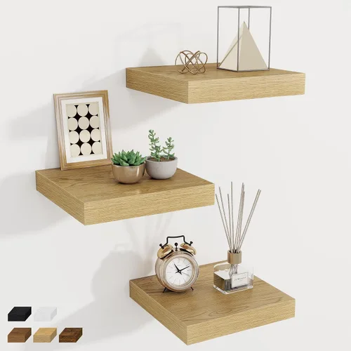 Miniatura 85 de Fun Memories Estantes flotantes de 12 pulgadas de profundidad, estantes de pared de madera de 16 x 12 pulgadas, estante de almacenamiento rústico