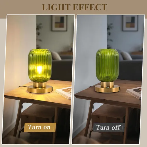 Miniatura 6 de Lámpara de mesa de cristal para sala de estar, lámpara de noche vintage para dormitorio, lámpara de mesa de noche regulable de 3 vías con control