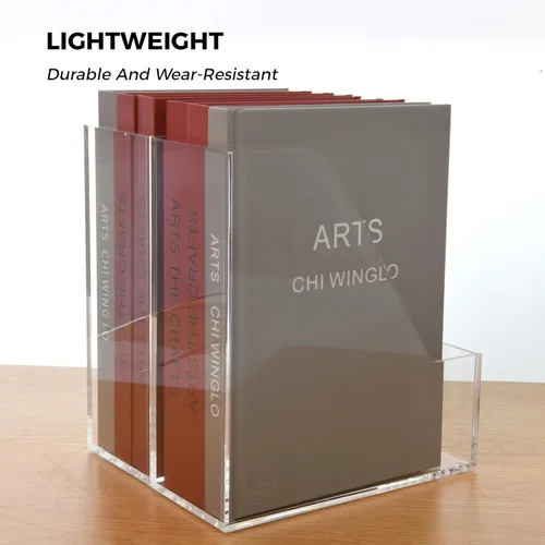 Miniatura 5 de Porta revistas: soporte de archivos de acrílico y organizador de escritorio, clasificador de archivos de sujetalibros transparente, organizador