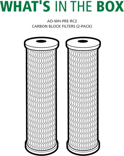 Miniatura 4 de AO Smith AO-WH-PRE-RC2 - Cartucho de repuesto para filtro de agua de sedimentos de bloque de carbono de 5 micrones, 2.5 x 10 pulgadas, paquete de 2