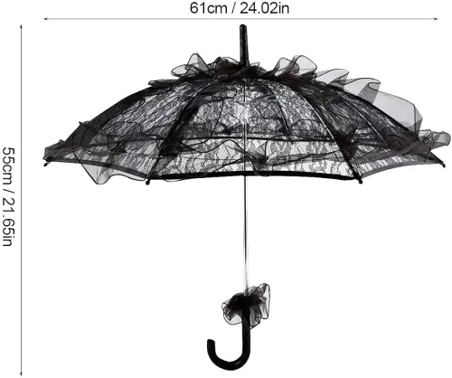Miniatura 4 de Pilipane Sombrilla de encaje para boda sombrilla de encaje negro accesorio de fotos para boda decoración de novia para mujer decoración de fiesta