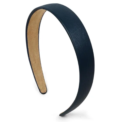 Miniatura 18 de Huachi Diademas negras para mujer, diadema negra de piel sintética para mujeres y niñas, banda de plástico duro para cabeza de colores sólidos