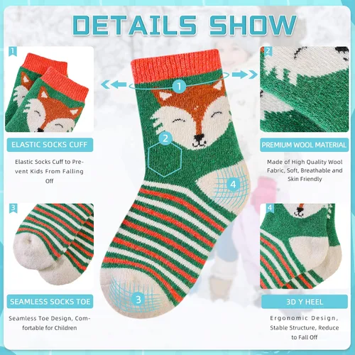 Miniatura 70 de Eocom 6 pares de calcetines de invierno cálidos de lana para niños y niñas