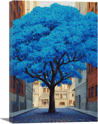 Miniatura 34 de VOCBAN Tree of Life Wall Art The Picture Artwork Canvas Prints Tree Pictures Poster Retro Artwork for Bedroom Living Room Home Decoration(blue blue
