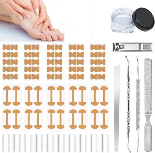 Juego de corrector de uñas encarnadas, tiras correctoras de uñas curvas, lima sin dolor y herramientas de pedicura levantador para mujeres y hombres