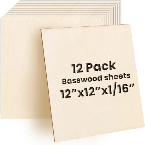 Miniatura 9 de DIYDEC Paquete de 12 hojas de madera de tilo de 12 x 8 x 1/13 pulgadas, hojas finas de madera contrachapada sin terminar, láminas de balsa