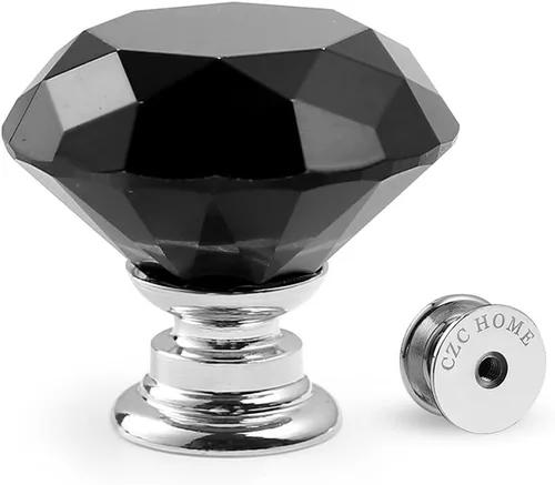 Miniatura 13 de CZC Home - 10 perillas de vidrio de diamante con asa tractora para gabinetes, armarios, cajones, cómodas, libreros, guardarropas