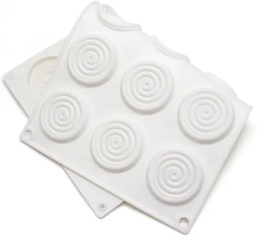 Miniatura 4 de Molde redondo de silicona para pastel en espiral, molde de 6 cavidades para dulces de gelatina (patrón en espiral C 11.64 x 6.84 x 0.4 pulgadas)