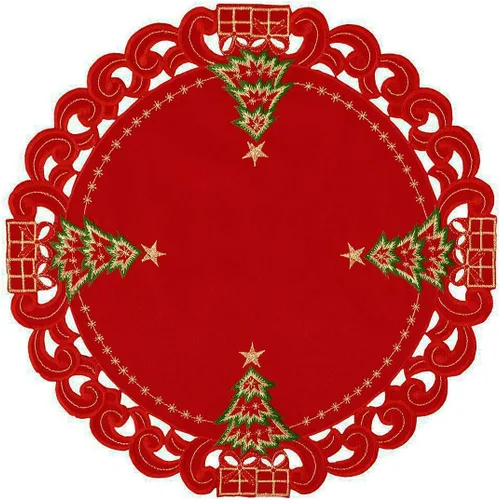 Miniatura 7 de Grelucgo Juego de 6 manteles individuales bordados de Navidad con diseño de árbol de acebo, rectangulares 12 x 18 pulgadas