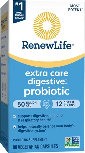 Miniatura 7 de Renew Life Cápsulas de Probióticos Digestivas de Cuidado Extra, 50 Mil Millones de CFU Garantizadas, Suplemento Diario Apoya la Salud Inmune