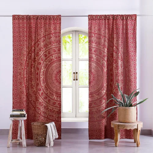 Miniatura 16 de Popular Handicrafts - Cortinas de ventana de cocina con diseño de mandala hippie indio, Elefante Bohemio, hermosas cortinas para dormitorio, sala
