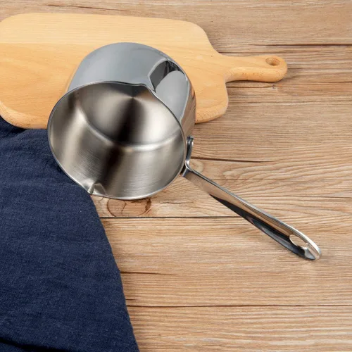 Miniatura 8 de IMEEA Mini calentador de mantequilla de 10 oz/10.1 fl oz, olla pequeña de acero inoxidable 18/10 con boquillas de vertido dobles para leche, café