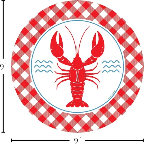 Miniatura 4 de Suministros para fiestas de cangrejos – 16 platos llanos de cangrejos de cangrejo, 16 platos de postre de clambake y gumbo y 32 servilletas rojas