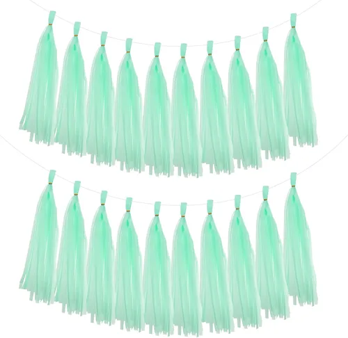 Miniatura 31 de MECCANIXITY 20 guirnaldas de papel de seda con borlas para decoración de fiestas, día de San Valentín, cumpleaños para mujeres con cuerda y alambre