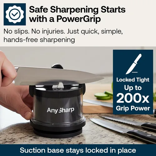 Miniatura 3 de AnySharp Chef - Afilador de cuchillos manos libres - Herramienta de afilado fácil de usar con base de succión PowerGrip y ángulo preestablecido