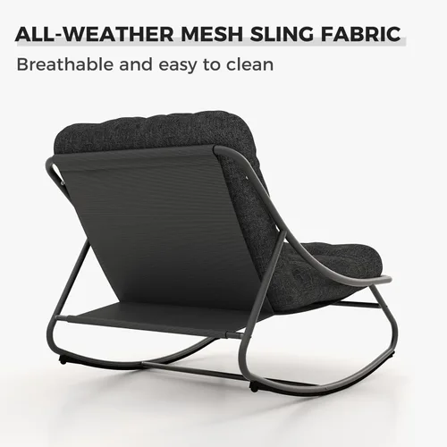 Miniatura 4 de Grand patio Mecedora para exteriores, cojín acolchado reclinable para porche delantero, terraza, patio, patio trasero, cómoda mecedora para siesta