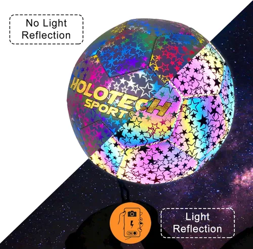 Miniatura 2 de WTOPSBO - Balón de fútbol tamaño 4/5, pelota de fútbol holográfica reflectante brillante, pelotas de fútbol de cuero PU brillante