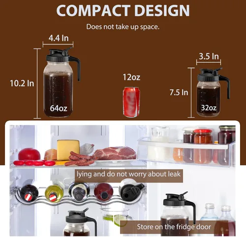 Miniatura 3 de Glyntrof Jarra de Café de Infusión Fría, Jarra de Vidrio de Boca Ancha de 64 Oz de Alta Resistencia en Negro con Válvula de Vaciado y Tapa de Acero