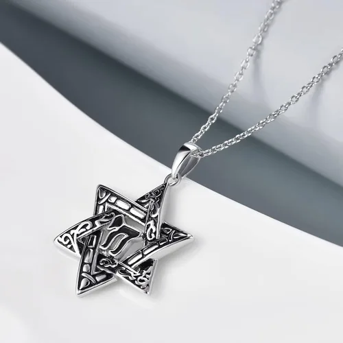 Miniatura 71 de YFN Collar de estrella de David de plata de ley, concha de abulón, árbol de la vida, joyería judía, regalos para mujeres y hombres