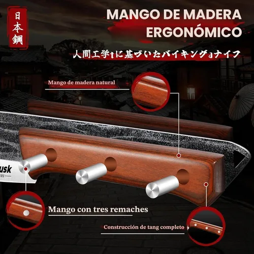 Miniatura 5 de Juego de Cuchillos de Carnicero Huusk, Juego de Cuchillos de Chef de Carnicero Forjados a Mano con Bolsa, Cuchillo de Carne Agudo y Cuchillos