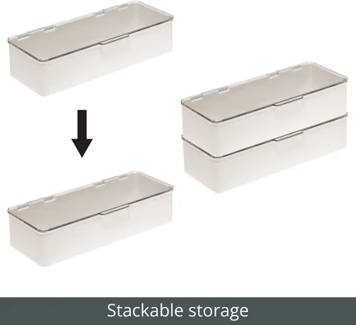 Miniatura 4 de mDesign - Caja organizadora apilable de plástico para encimera de baño, 2