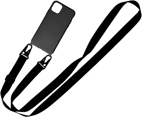 Miniatura 5 de Compatible con iPhone 12 Pro Max, funda cruzada para teléfono con cordón, bonita funda de silicona suave con correa ajustable para el hombro, Negro
