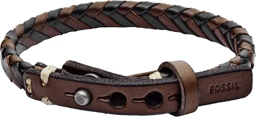 Miniatura 2 de Fossil Pulsera casual de acero inoxidable y cuero genuino para hombre, Acero inoxidable, Sin gemas.