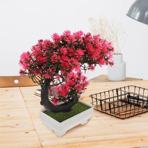 Miniatura 8 de Operitacx Árbol bonsái artificial de simulación de flores para decoración de bonsái, plantas falsas pequeñas de interior, decoración para el hogar